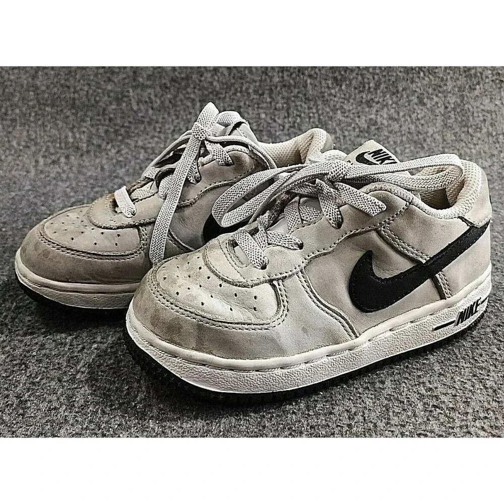 Nike Baby Force 1 Low Gray Black Swoosh Boys 9C